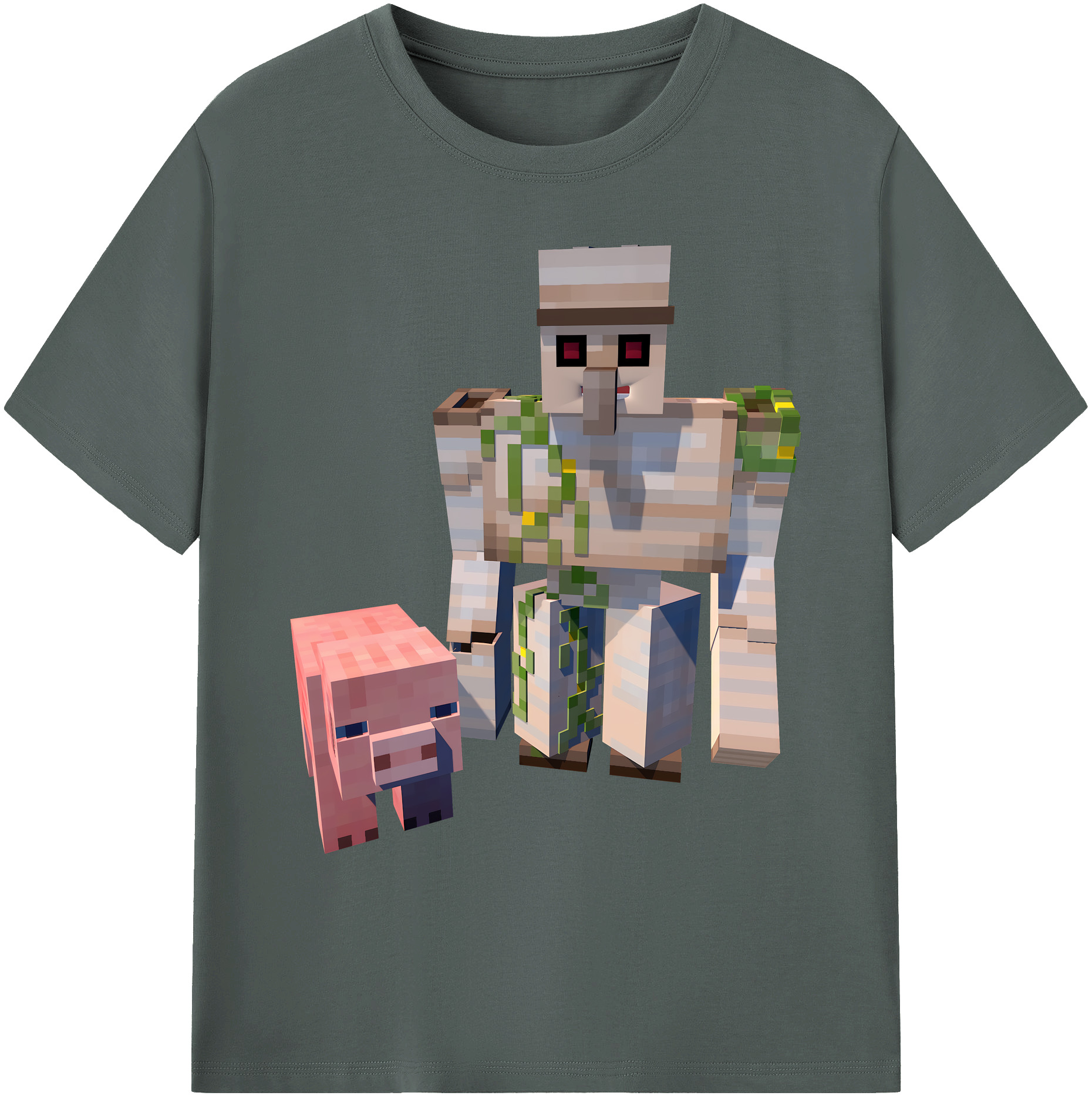（画像用） マインクラフト ブロックの世界 Minecraft MC Block world 綿100％ メンズ半袖Tシャツ｜肌触りやわらか＆通気性